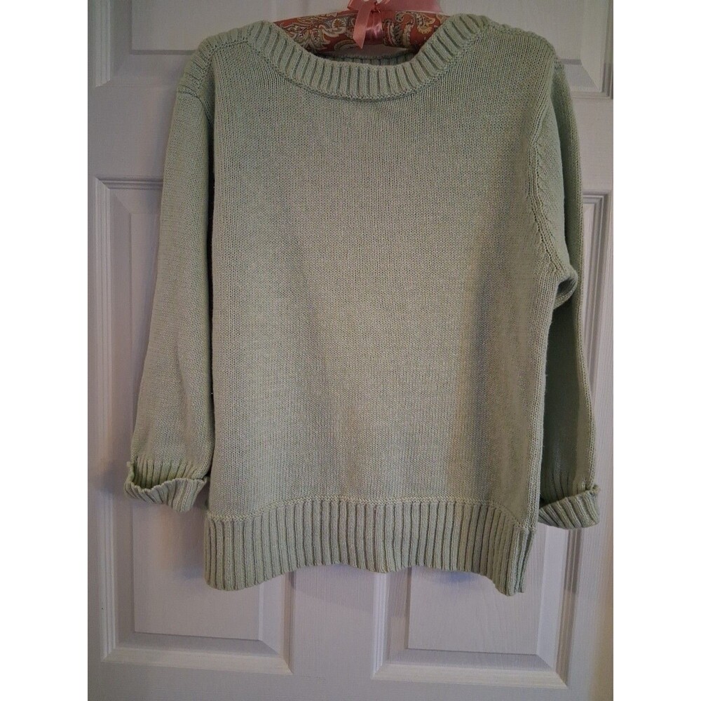 Coldwater Creek Women Classic Sweater 3/4 Sleeve Size L Pale Mint Green